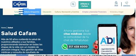 citas cafam telfono|Citas Médicas 